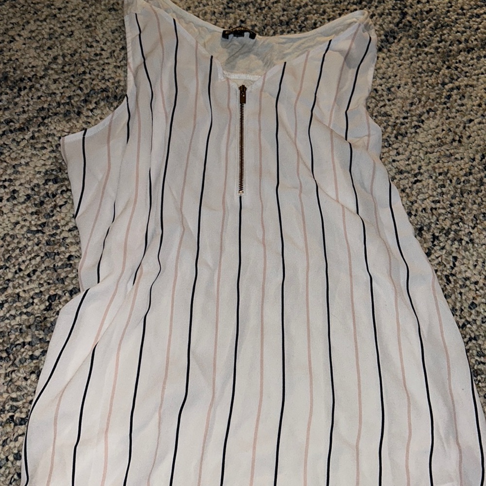Express white pink black striped dressy tank top